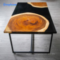 Table basse en résine en bois massif de couleur noire de luxe 50 mm